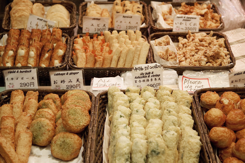 Different kinds of Tempura street food