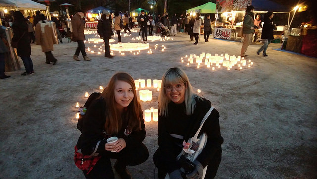 KCP Fall 2017 students in front of light installation