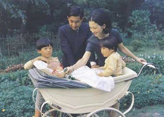 Crown Prince Akihito and Princess Michiko with children