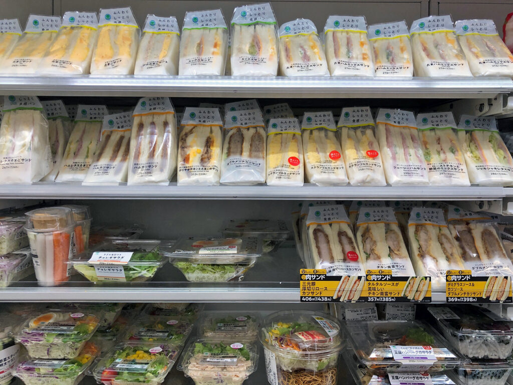 konbini sandwiches and salads